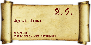Ugrai Irma névjegykártya